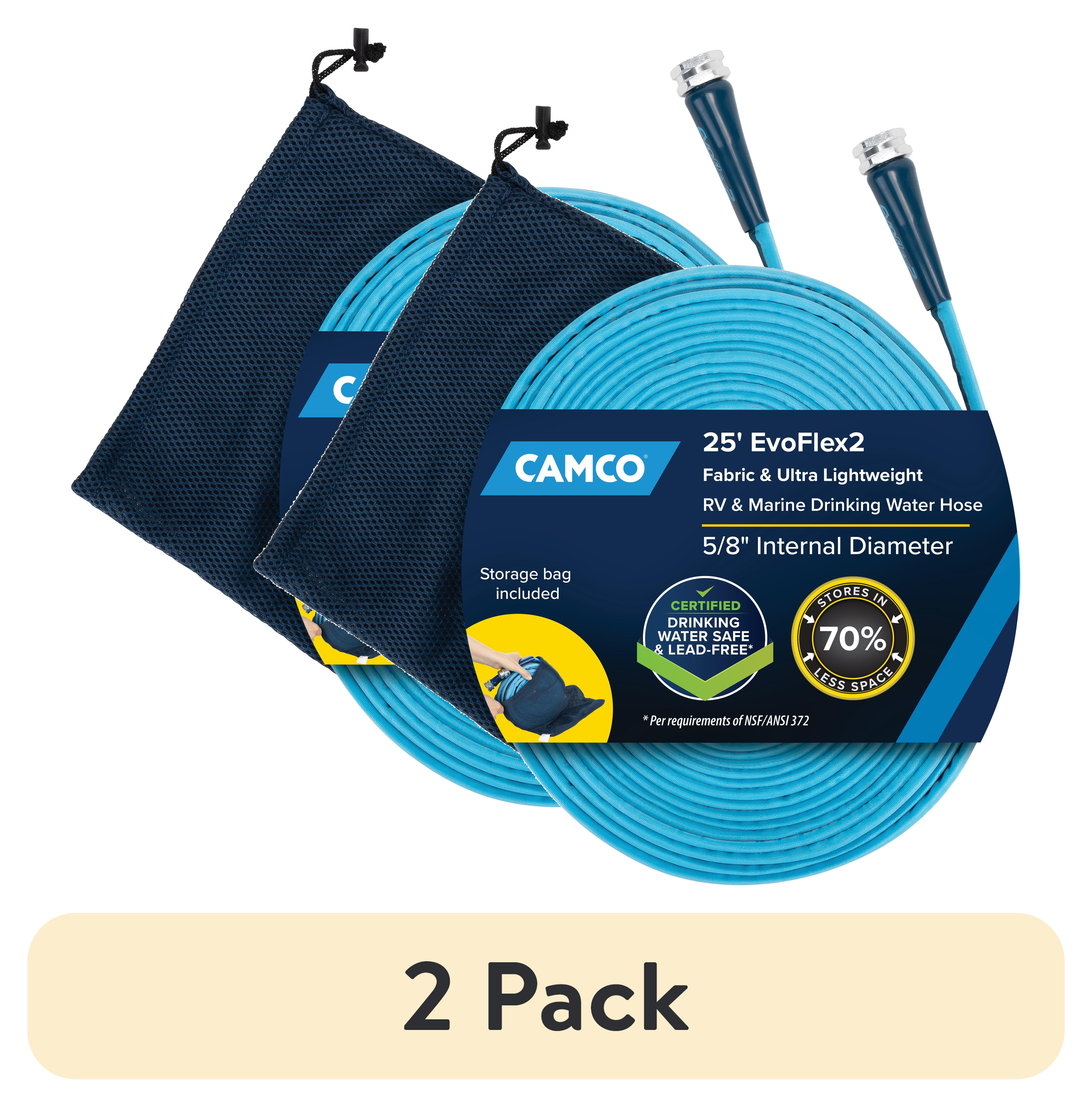 (2 pack) Camco EvoFlex2 25-Foot RV Drinking Water Hose - 5/8-Inch inner Diameter, Blue (22577)