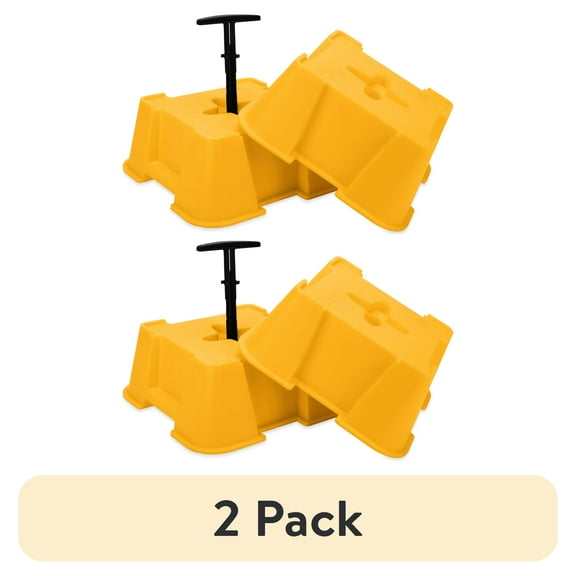 (2 pack) Camco FasTen RV Leveling Blocks - Supports Up to 8,000 Pounds - Yellow, 2-Pack (44539)