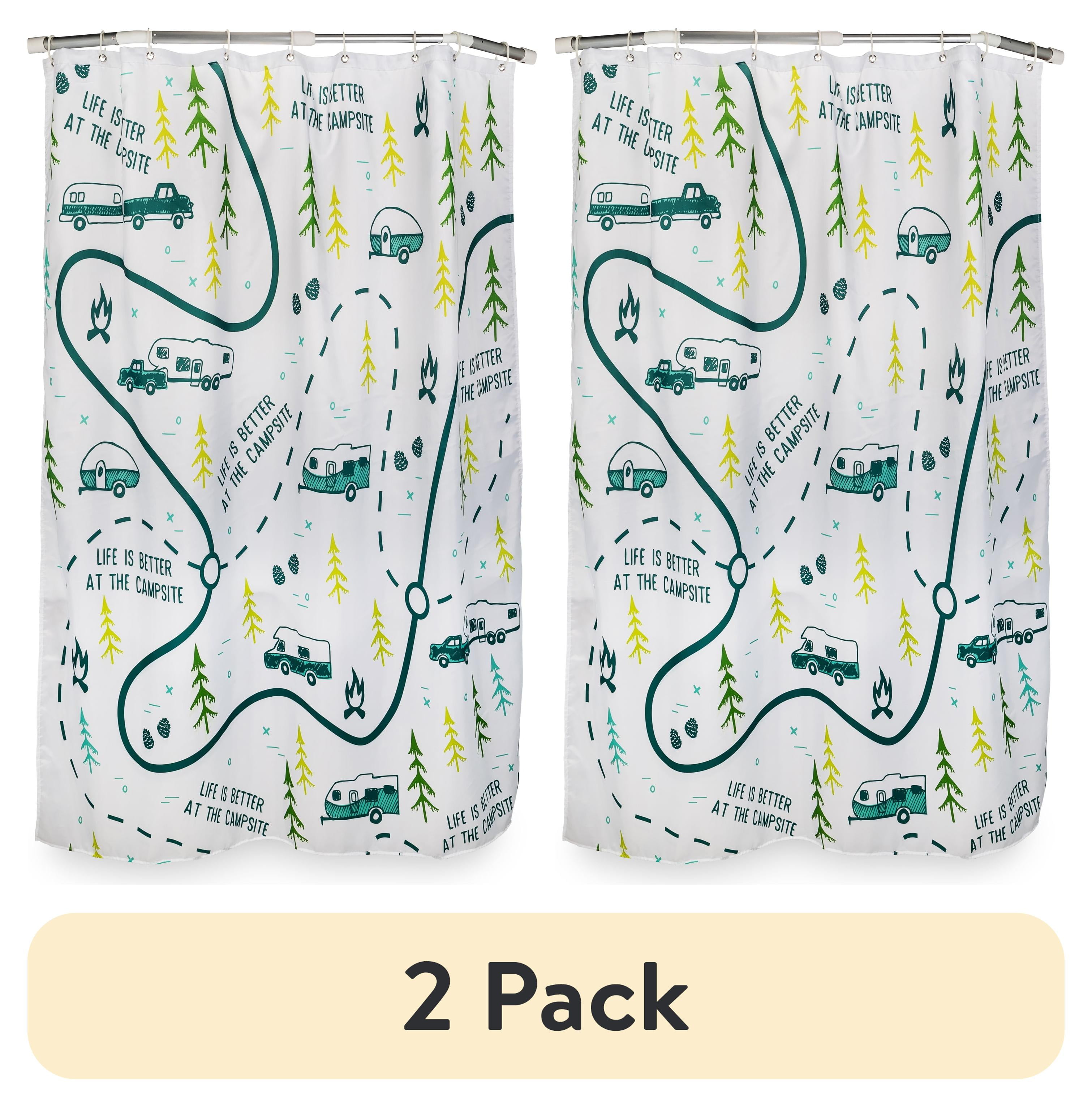 (2 pack) Camco Life is Better at The Campsite Camper/RV-Sized Shower Curtain (53245)