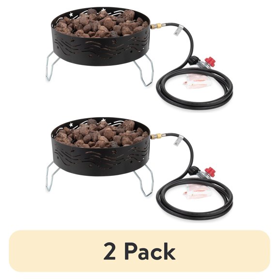 (2 pack) Camco Portable Propane Campfire with Storage Bag - 8-Foot Propane Hose, 14.5-Inch Fire Tray (58047)