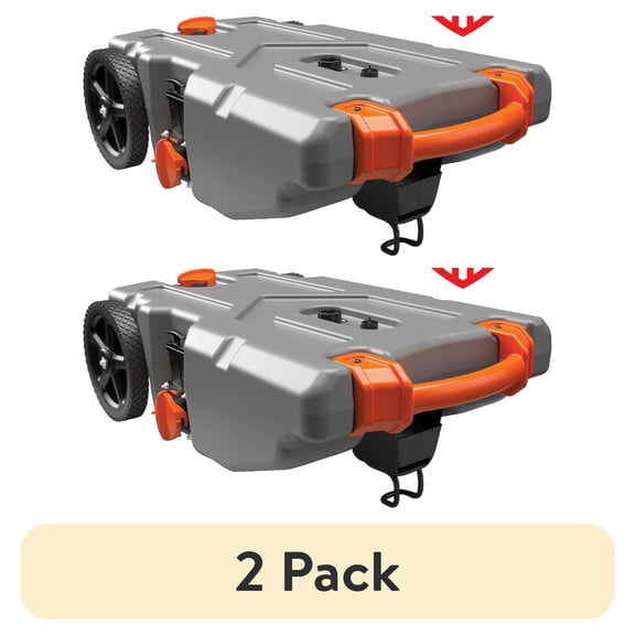 (2 pack) Camco Rhino 28-Gallon Portable RV Tote Tank, Oversized Wheels, Steel Tow Adapter, Gray (39004)