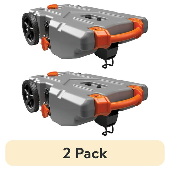 (2 pack) Camco Rhino 36-Gallon Portable RV Tote Tank - Oversized Wheels, Steel Tow Adapter - Gray (39006)