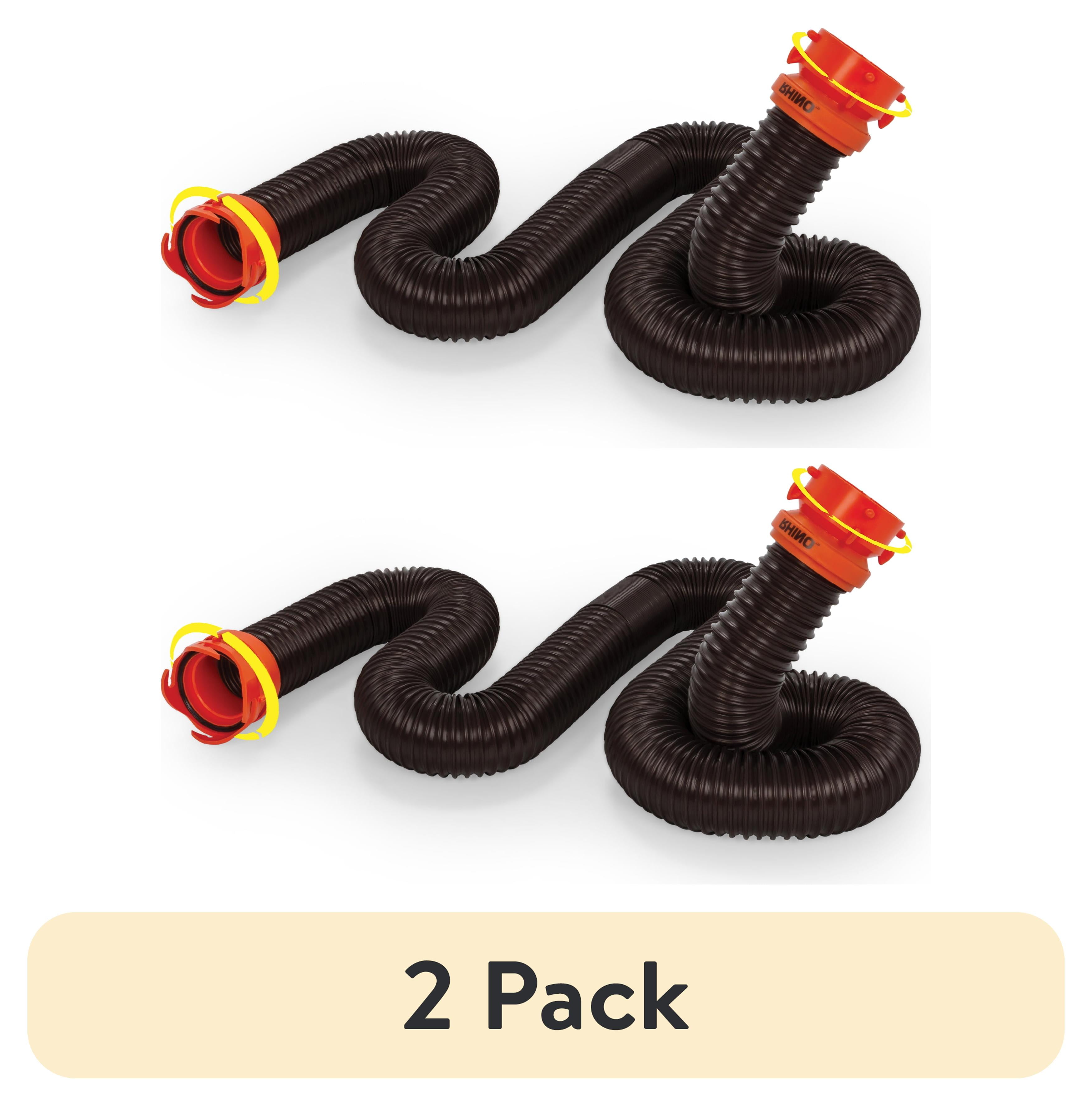(2 pack) Camco RhinoFLEX 10' RV Sewer Hose Extension, 23 mi of Polyolefin, Black (39763)