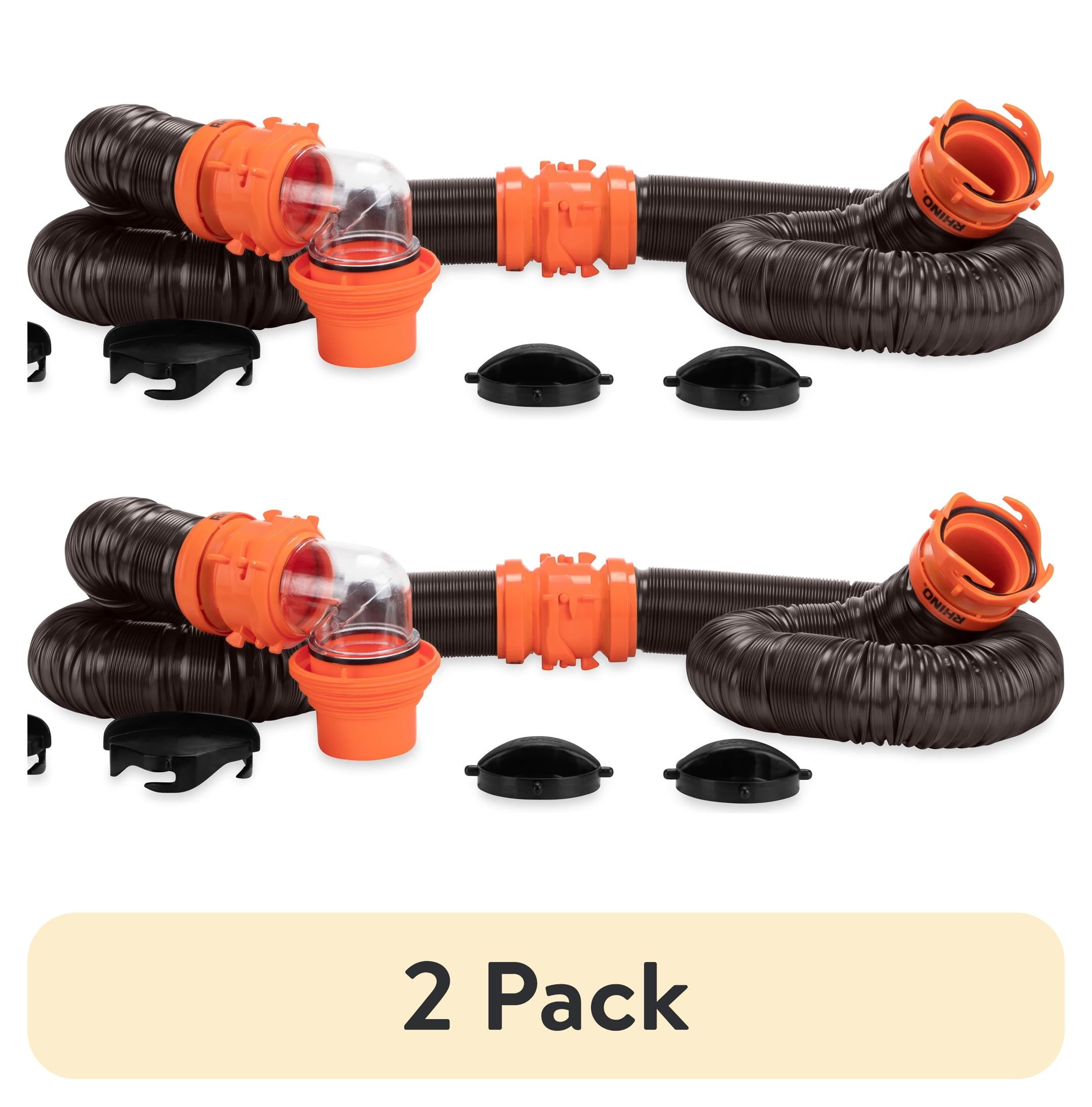 (2 pack) Camco RhinoFLEX 20-Foot RV Sewer Hose Kit - Polyolefin, Multicolor (39741)