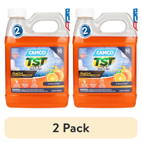 (2 pack) Camco TST MAX RV Toilet Treatment, Ultra-Concentrated Formula, 32oz, Orange (41192)