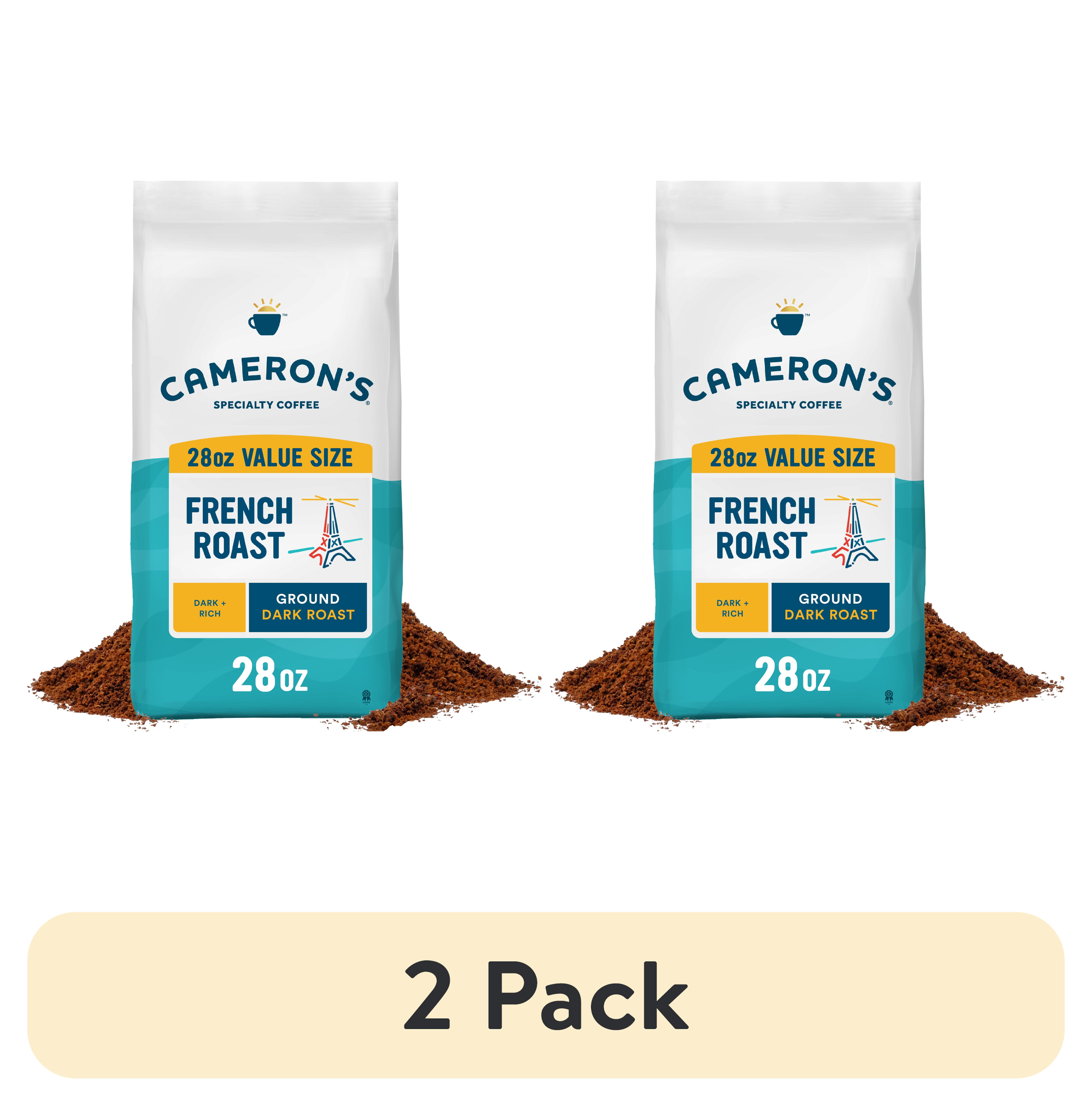 (2 pack) Cameron's Coffee French Roast Dark Roast Ground Arabica Coffee, Dark & Rich, 28 oz Bag
