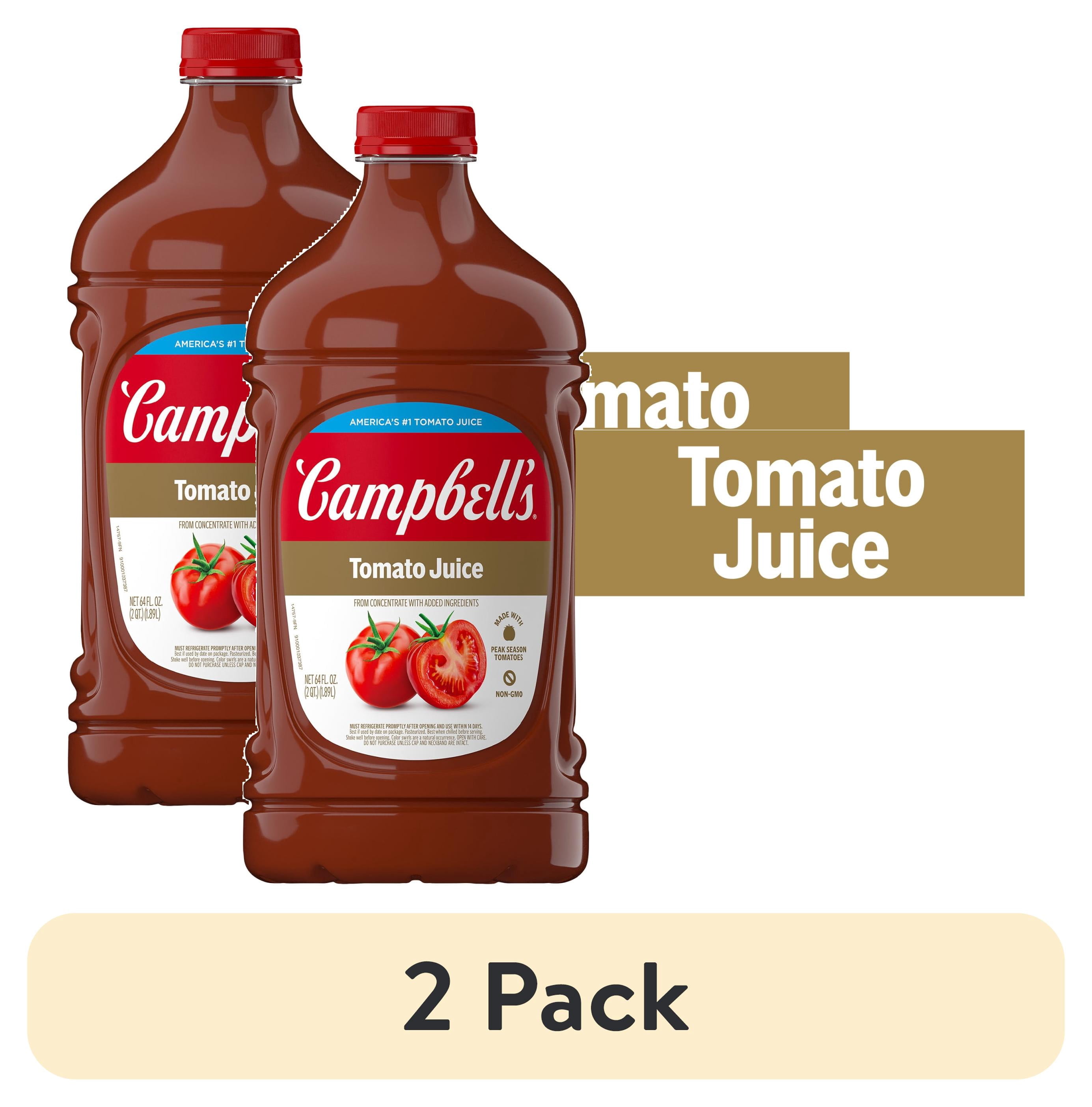 (2 pack) Campbell’s 100% Tomato Juice, 64 fl oz Bottle