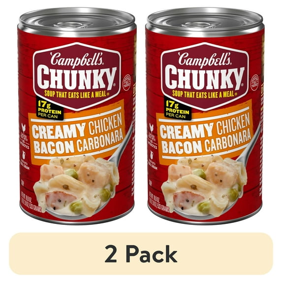 (2 pack) Campbell's Chunky Creamy Chicken Bacon Carbonara Soup, 18.8 oz Can