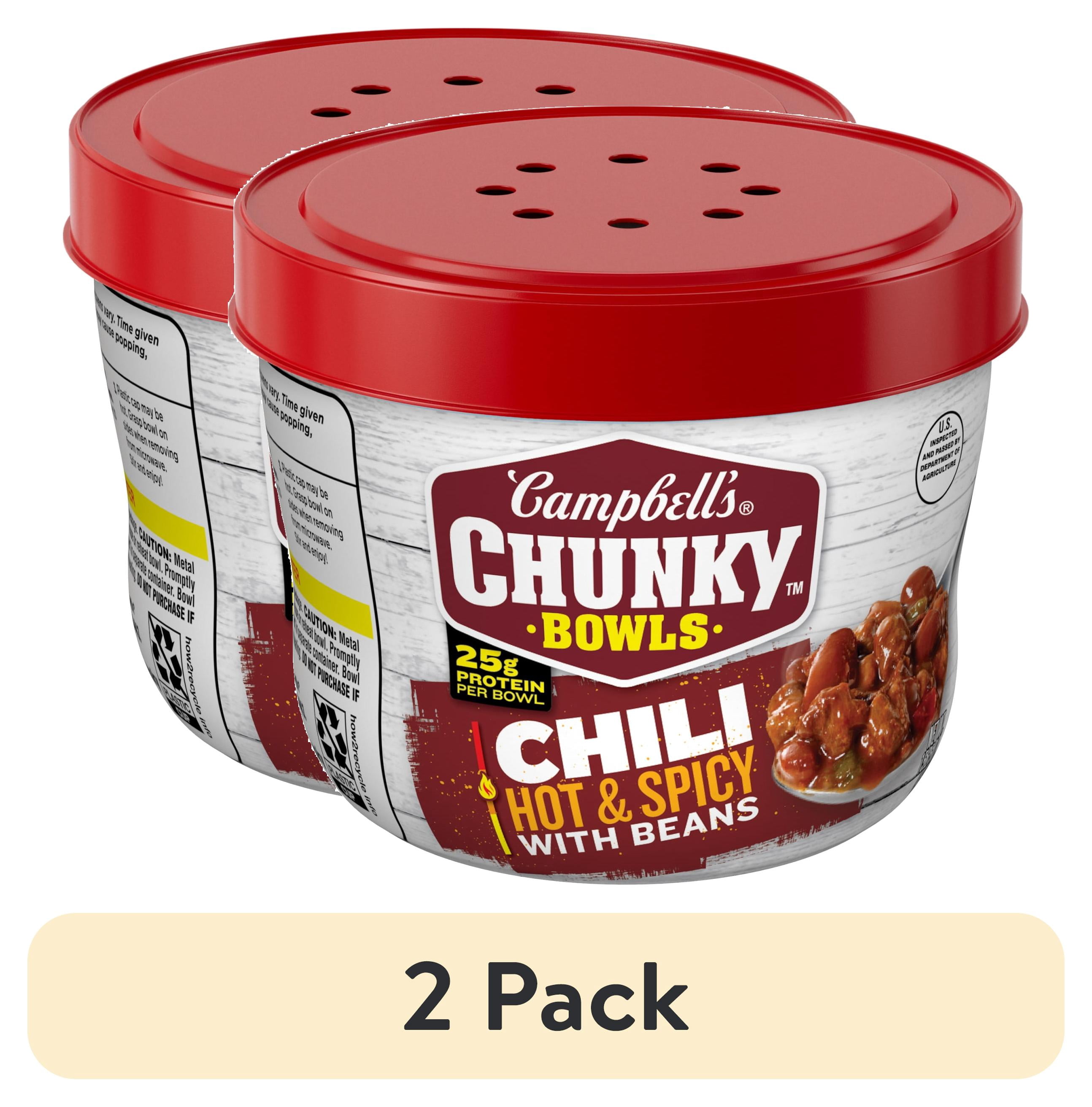 (2 pack) Campbell’s Chunky Hot and Spicy Chili with Beans, 15.25 oz Microwavable Bowl