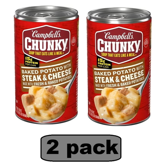 (2 pack ) Campbell's Chunky Soup, Ready to Serve Baked Potato with Steak and Cheese Soup, 18.8 oz Can