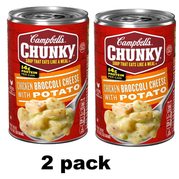 ( 2 pack) Campbell's Chunky Soup, Ready to Serve Chicken Broccoli Cheese Soup, 18.8 oz Can