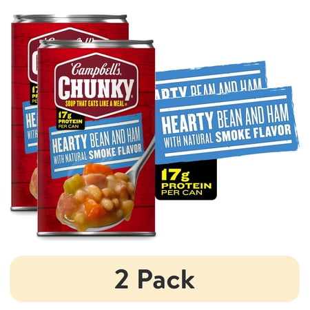 (2 pack) Campbell’s Chunky Soup, Ready to Serve Hearty Bean Soup with Ham, 19 oz Can