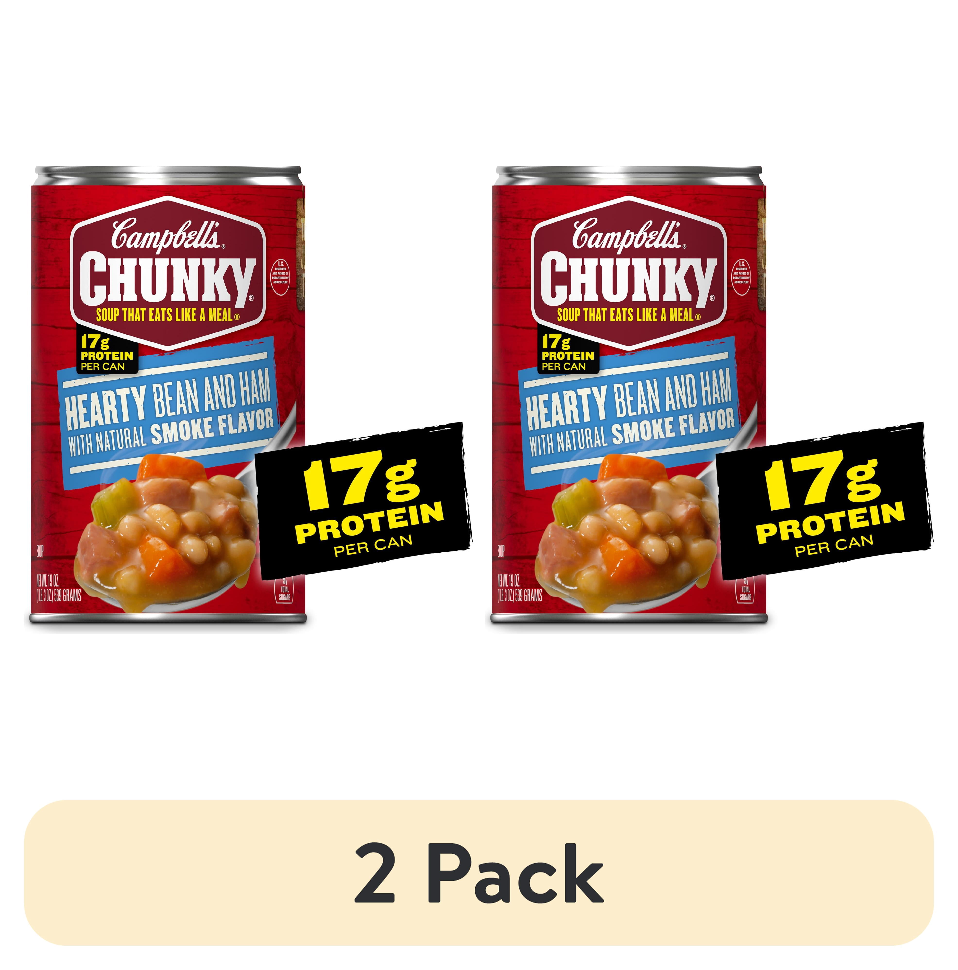 (2 pack) Campbell’s Chunky Soup, Ready to Serve Hearty Bean Soup with Ham, 19 oz Can