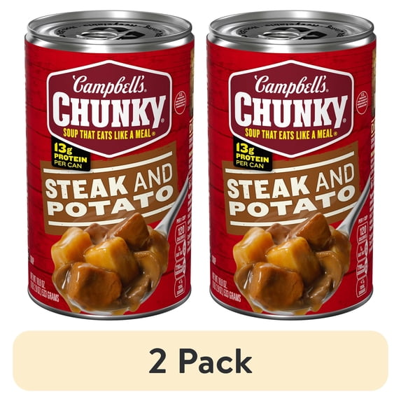 (2 pack) Campbell’s Chunky Soup, Ready to Serve Steak and Potato Soup, 18.8 oz Can