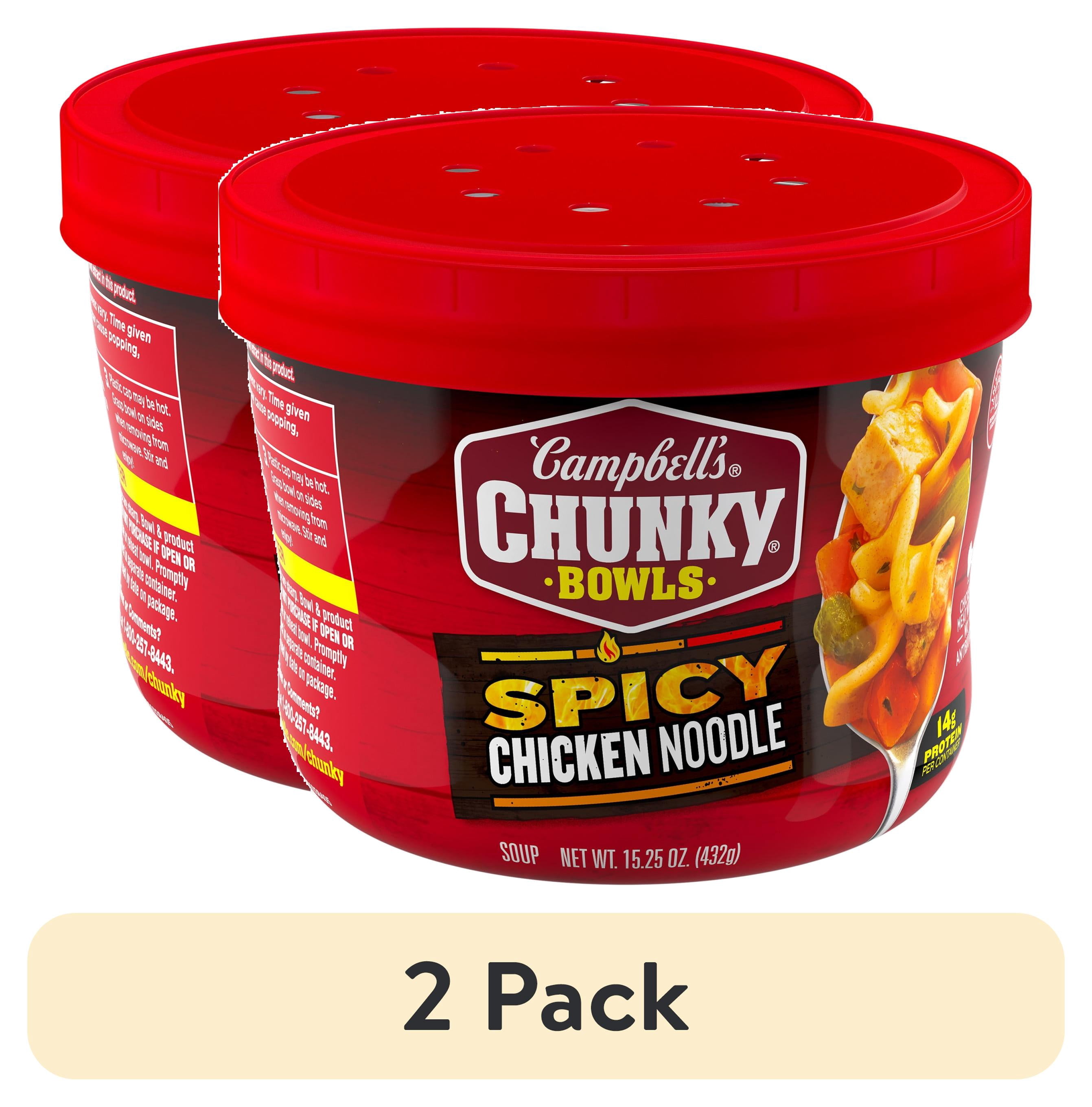 (2 pack) Campbell’s Chunky Spicy Chicken Noodle Soup, 15.25 oz Microwavable Bowl