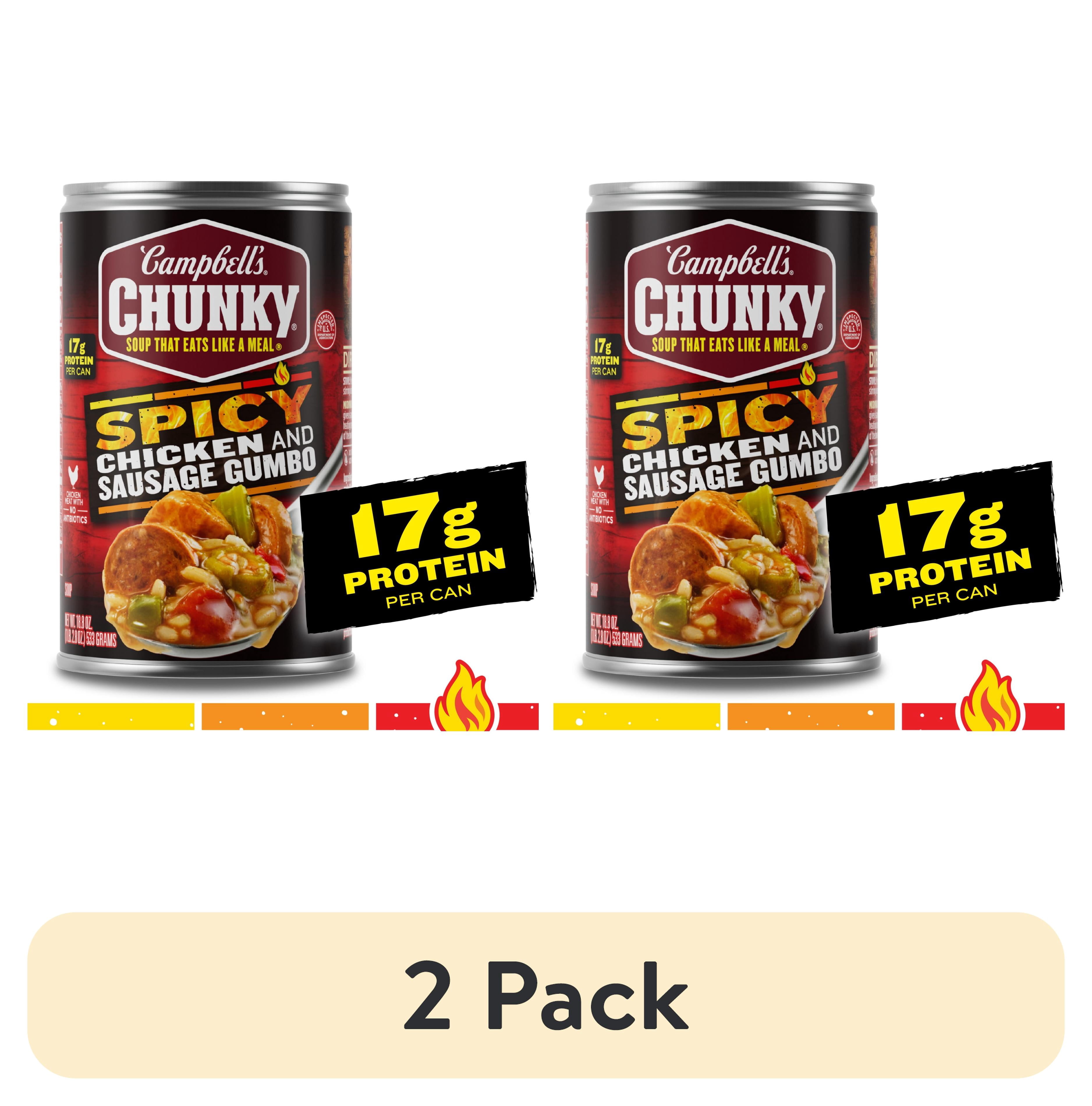 (2 pack) Campbell's Chunky Soup, Spicy Chicken and Sausage Gumbo, 18.8 oz Can