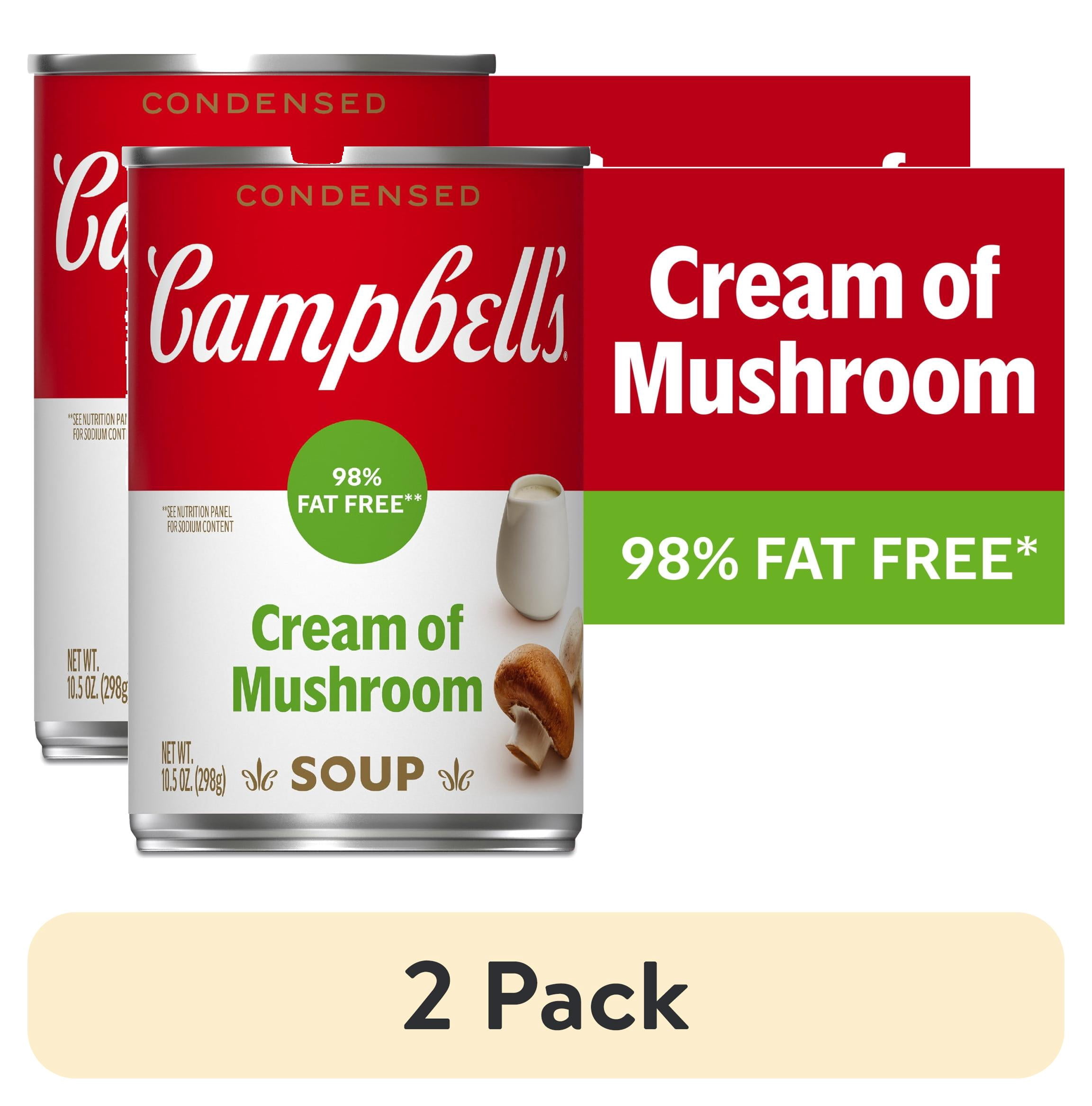2 pack) Campbell's Condensed 98% Fat Free Cream of Mushroom Soup