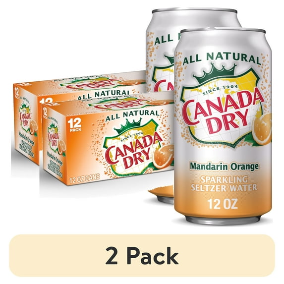 (2 pack) Canada Dry Mandarin Orange Sparkling Seltzer Water, 12 fl oz cans, 12 pack