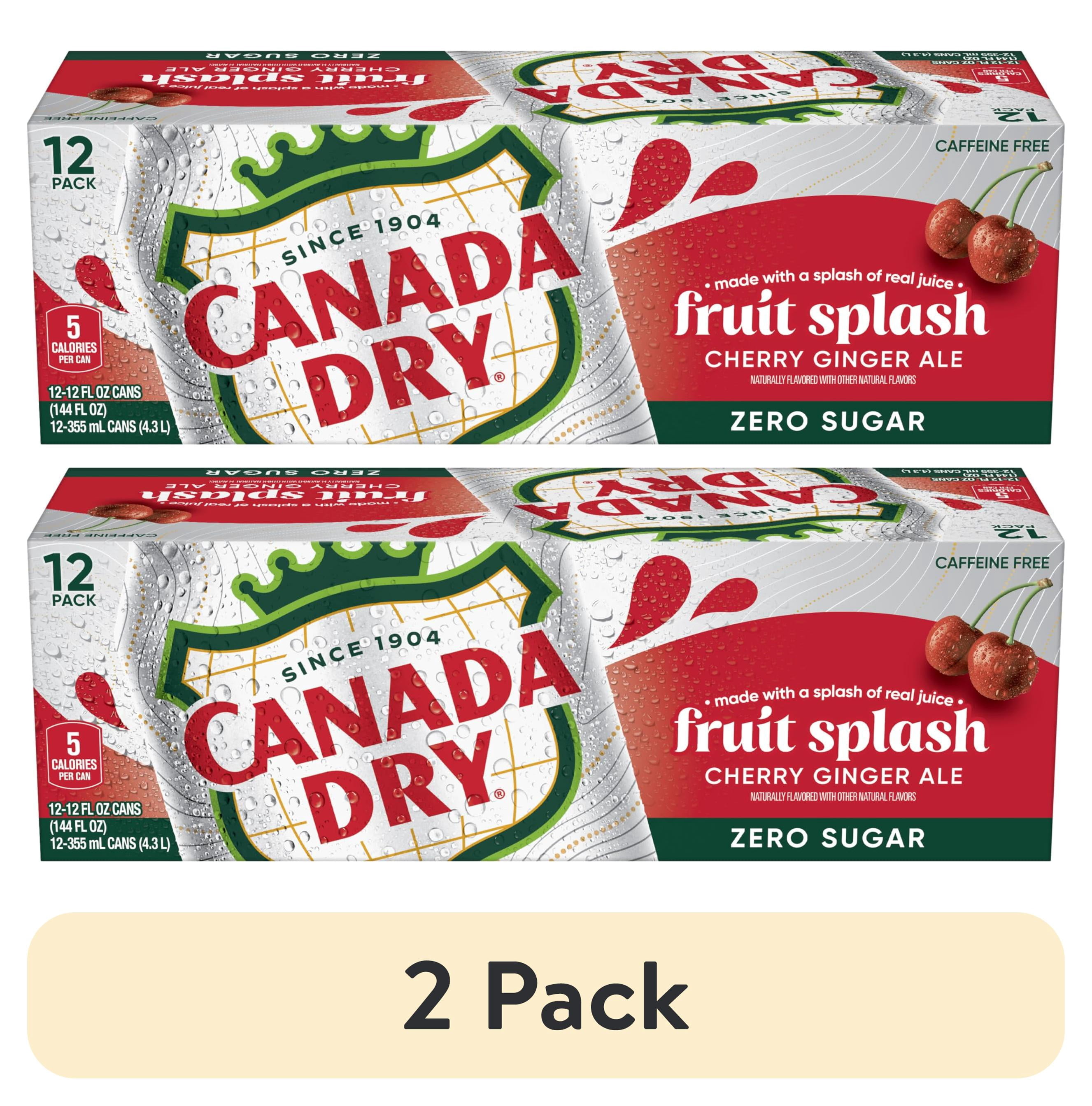 2 pack) Canada Dry Zero Sugar Cherry Gingerale Fruit Splash 12oz