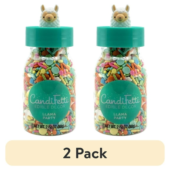 (2 pack) CandiFetti Edible Decor Llama Party Multi-Color Dessert Sprinkles, 2.82 oz