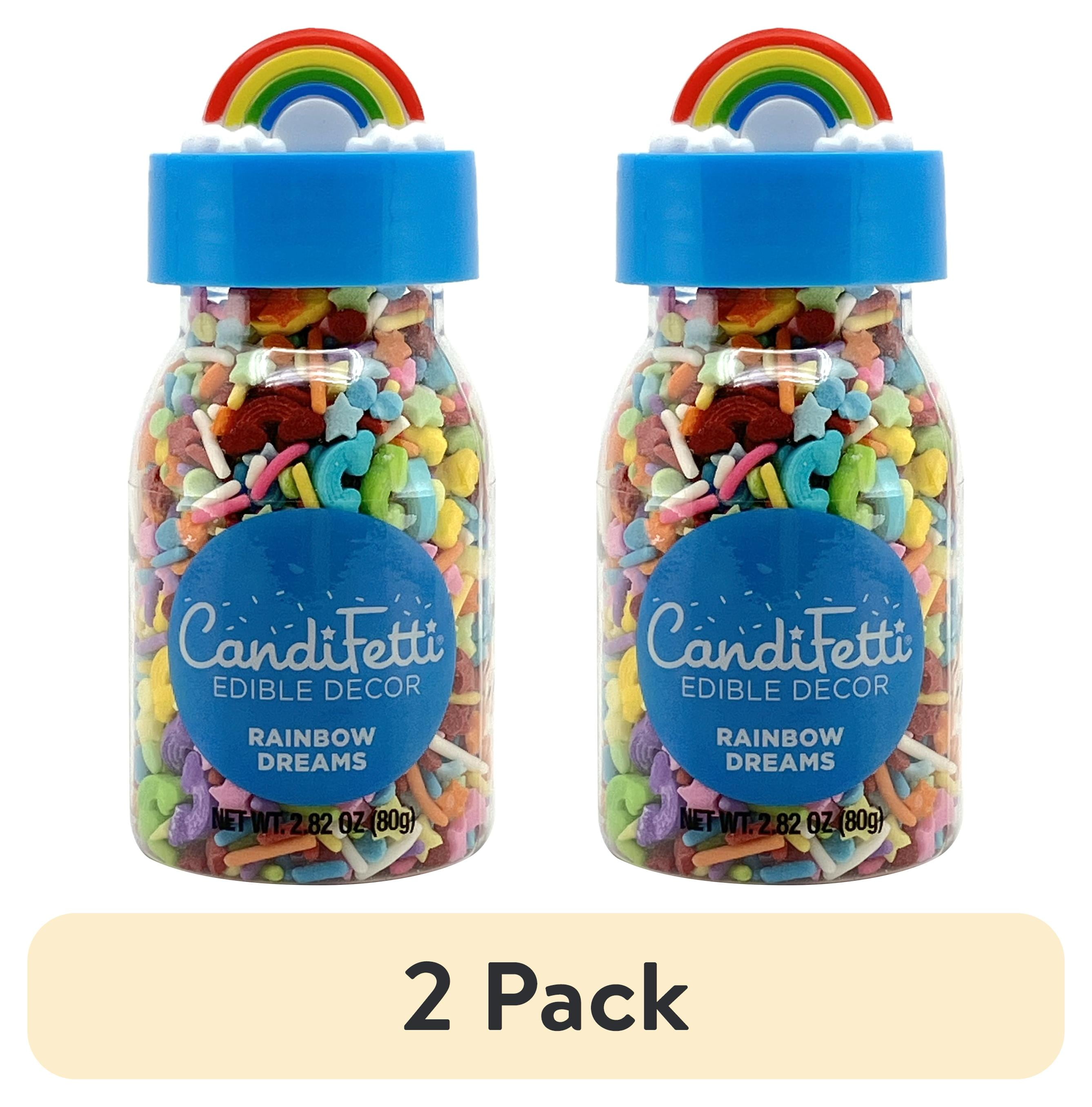 (2 pack) CandiFetti Rainbow Dreams Sprinkle Bottle with Figural Lid, 2.82 Oz