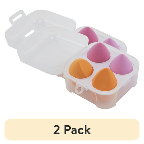 (2 pack) Candie Couture Cosmetic Sponges in Case 4pk Pink and Orange