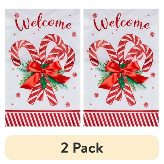 (2 pack) Candy Cane Yard Flag 11.5in x 18in