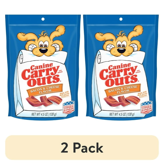(2 pack) Canine Carry Outs Bacon & Cheese Flavor Dog Treats, 4.5oz