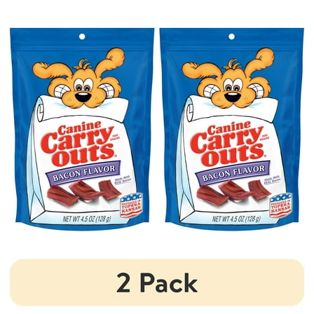 (2 pack) Canine Carry Outs Bacon Flavor Dog Treats, 4.5 oz Bag