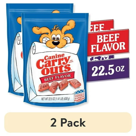 (2 pack) Canine Carry Outs Beef Flavor Dog Treats, 22.5 oz Bag