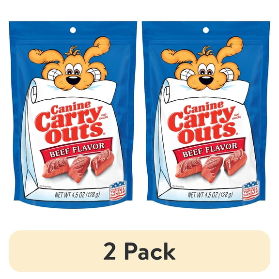 (2 pack) Canine Carry Outs Beef Flavor Dog Treats, 4.5 oz Bag