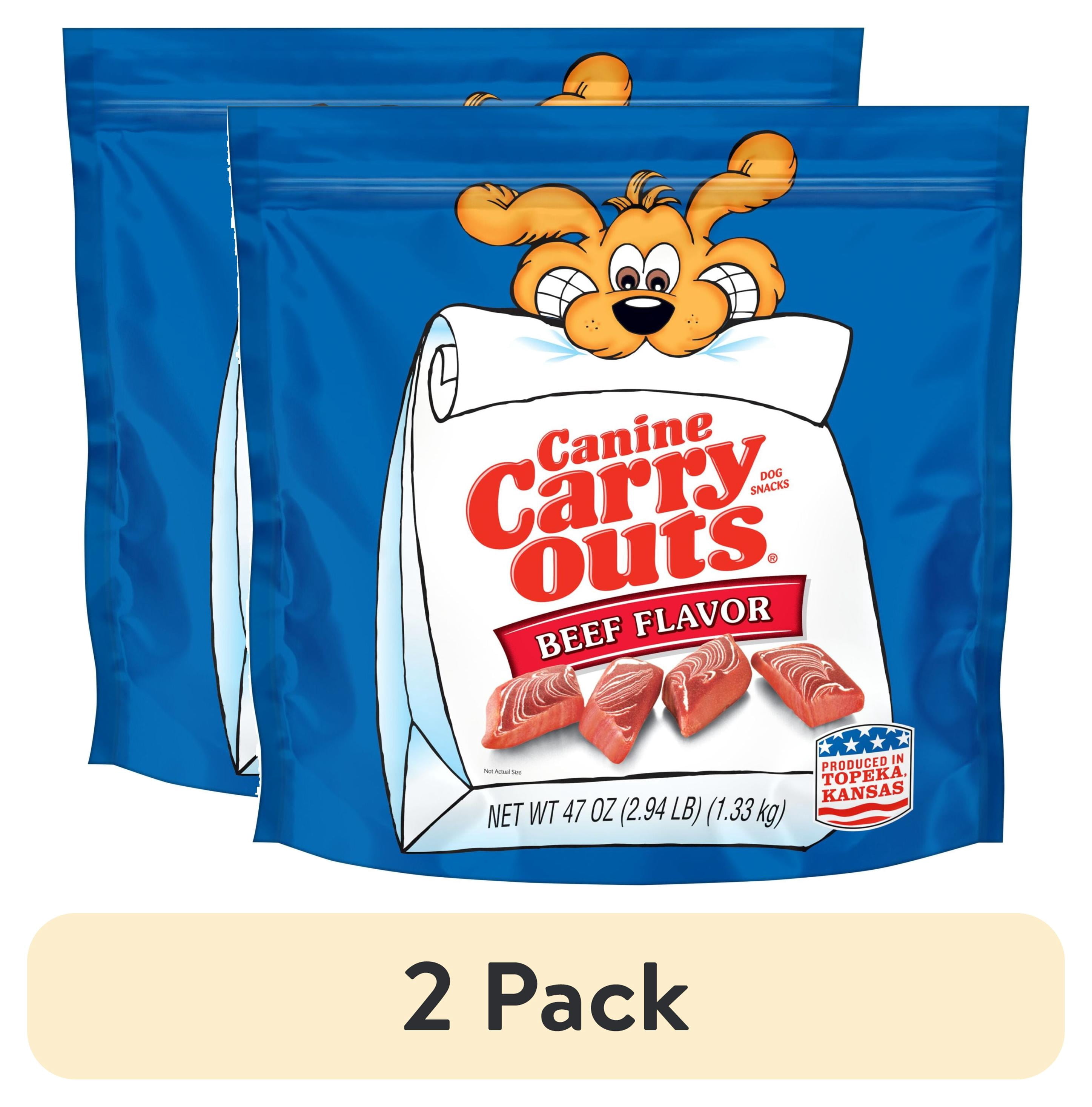 (2 pack) Canine Carry Outs Beef Flavor Dog Treats, 47oz Bag