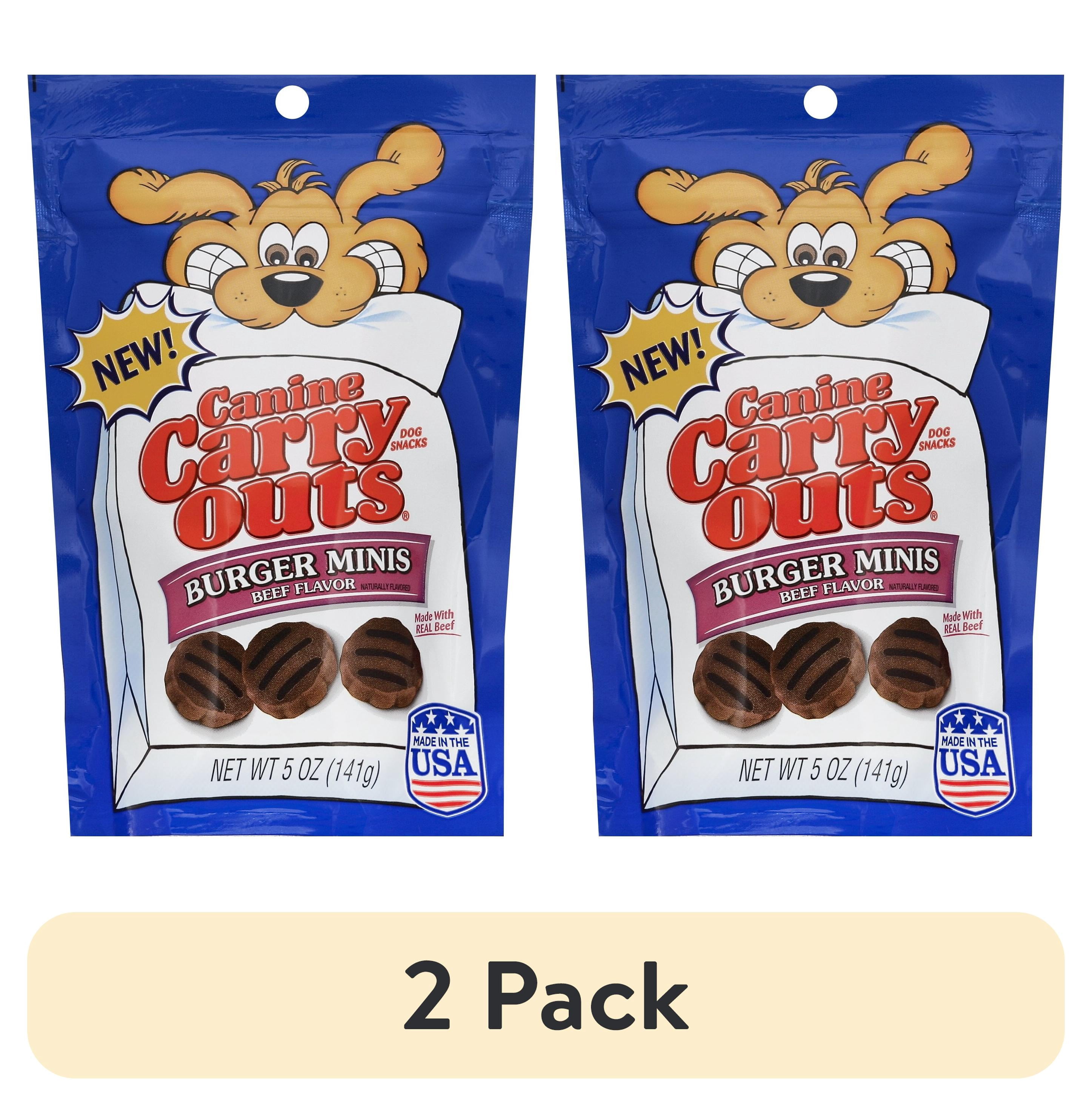 (2 pack) Canine Carry Outs Burger Minis Beef Flavor Dog Snacks, 5-Ounce