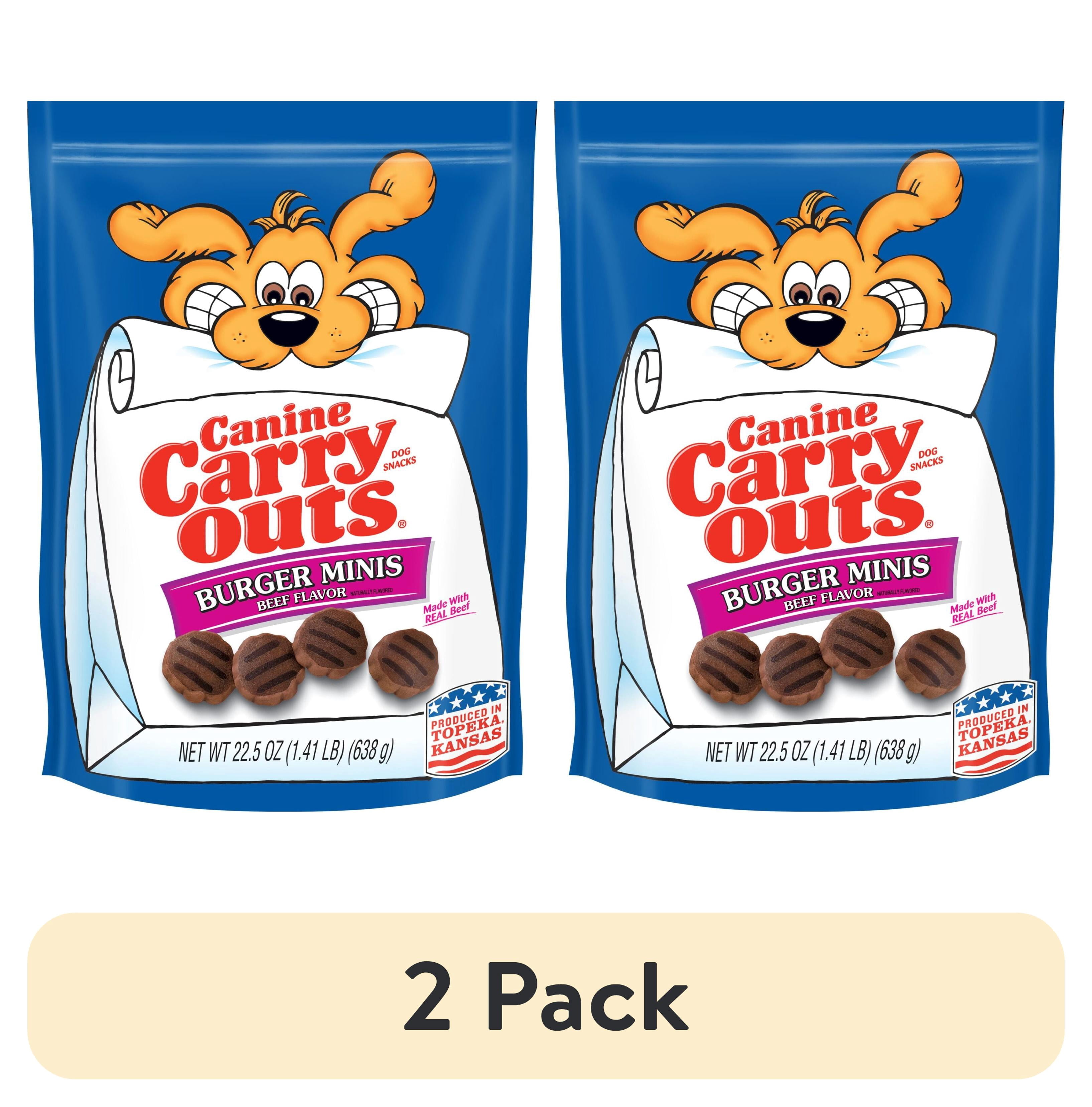 (2 pack) Canine Carry Outs Burger Minis Beef Flavor Dog Treats, 22.5oz Bag