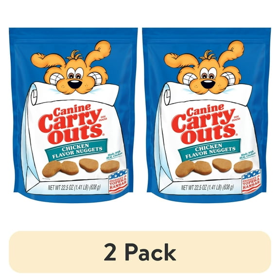(2 pack) Canine Carry Outs Chicken Flavor Nuggets Dog Snacks, 22.5 oz