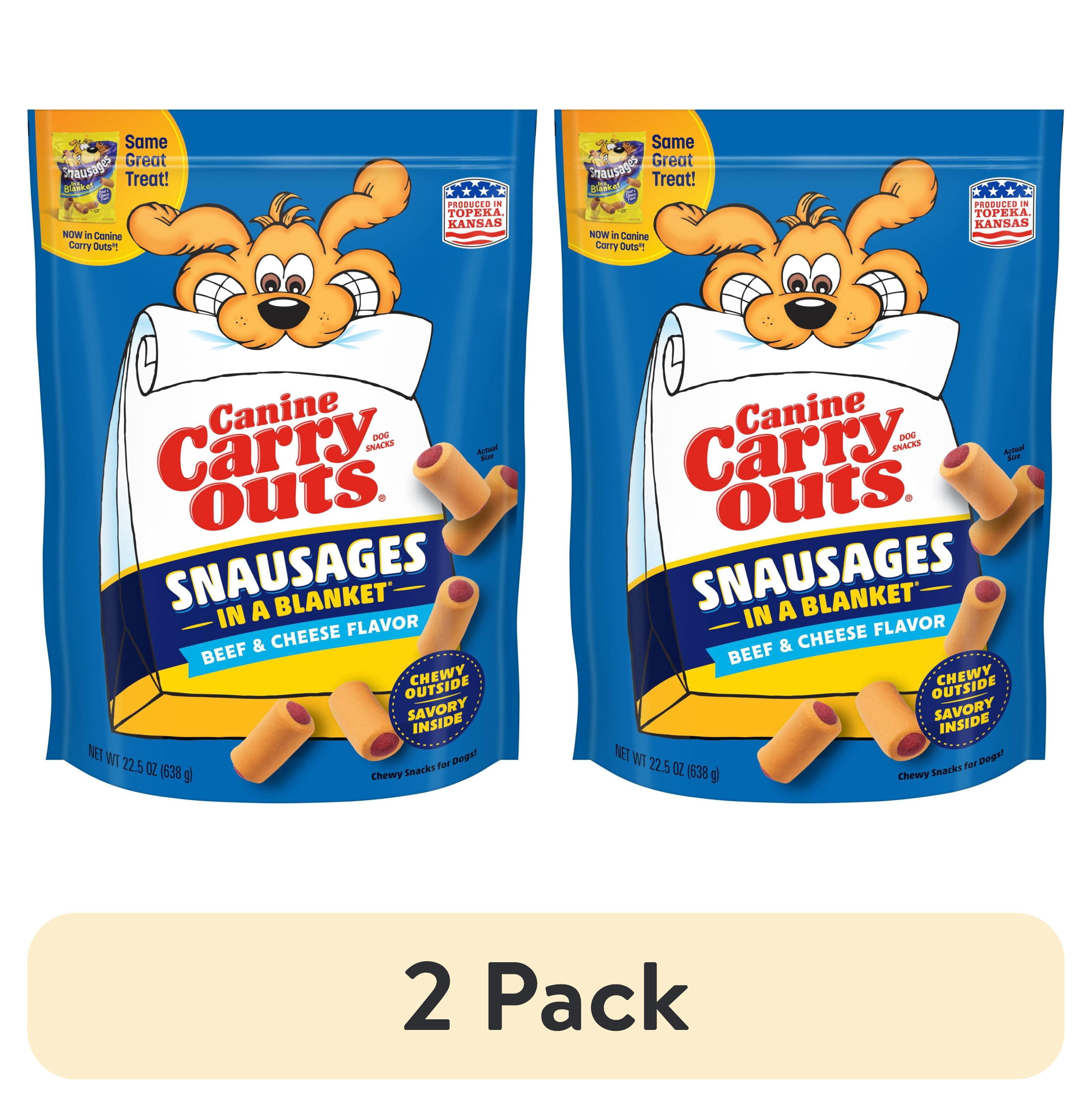 (2 pack) Canine Carry Outs Snausages in a Blanket Chewy Dog Treats, Beef & Cheese Flavor, 22.5 ozs