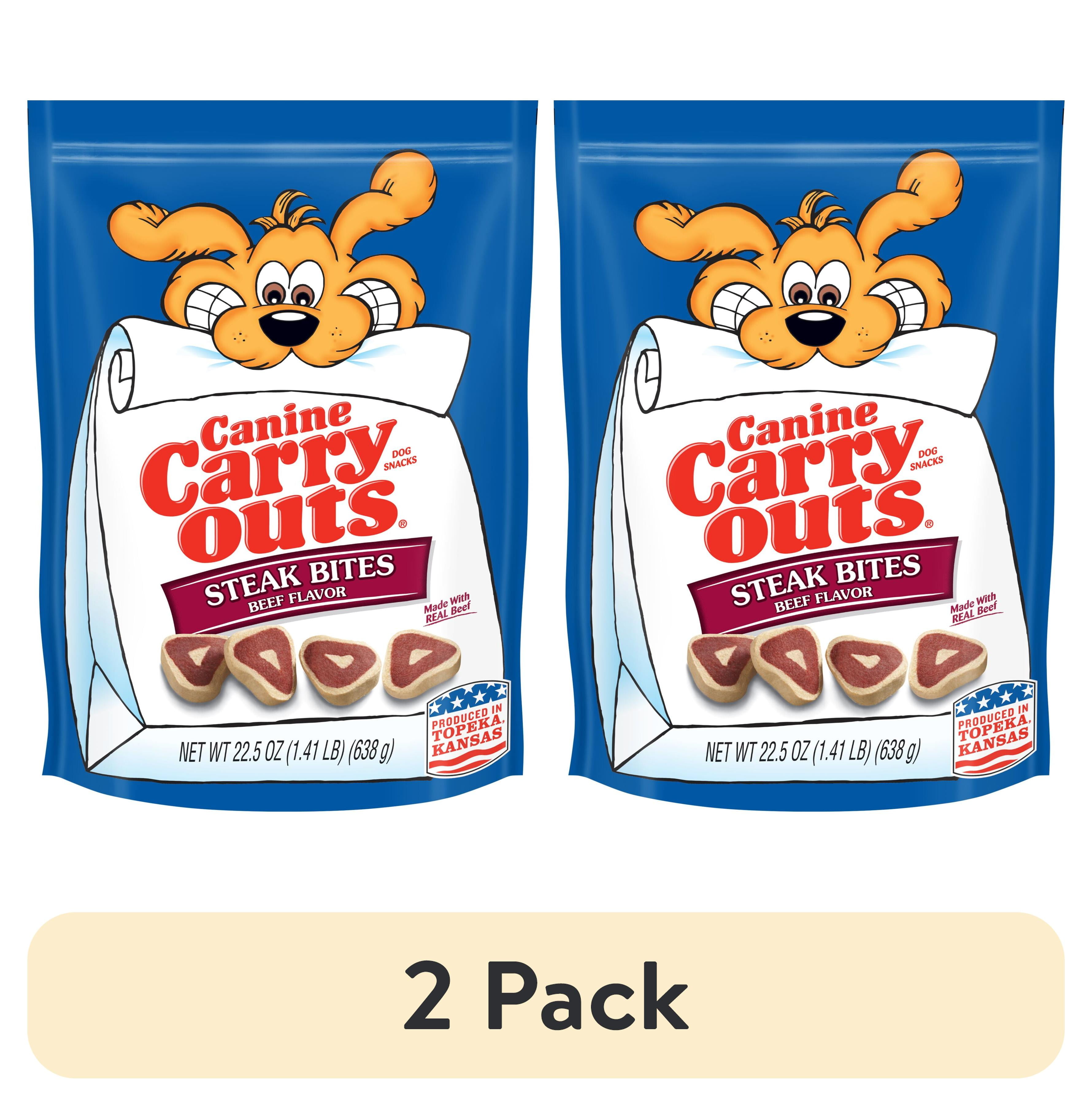 (2 pack) Canine Carry Outs Steak Bites Beef Flavor Dog Treats, 22.5oz Bag