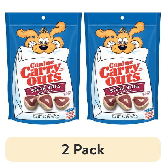 (2 pack) Canine Carry Outs Steak Bites Beef Flavor Dog Treats, 4.5 Ounce Bag