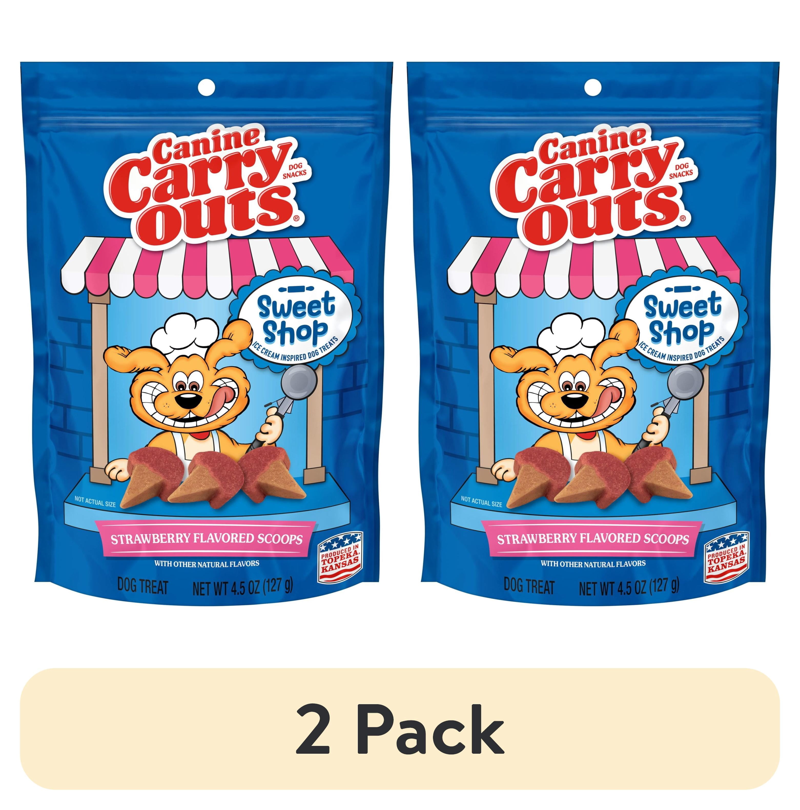 (2 pack) Canine Carry Outs Sweet Shop Strawberry Flavored Scoops with Other Natural Flavors, Chewy Dog Treats, 4.5 oz Bag