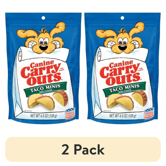 (2 pack) Canine Carry Outs Taco Minis Beef Flavor Dog Treats, 4.5oz