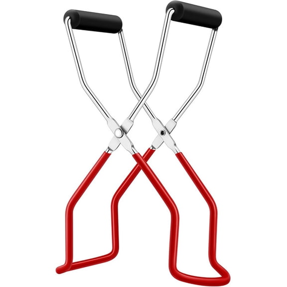 2 pack Canning Jar Lifter, Canning Tongs Jar Lifter, Canning Tools, Canning Supplies for Home Kitchen, Stainless Steel, Red