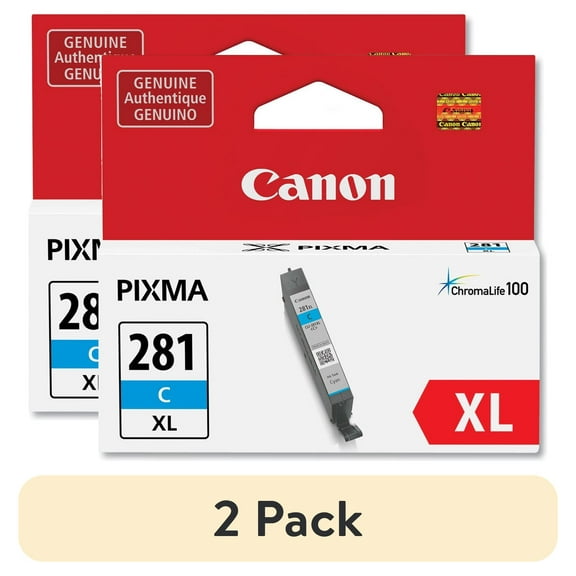(2 pack) Canon CLI-281 XL Cyan Ink Tank, 1 Each (CNMCLI281XLCY)