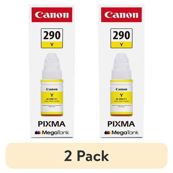 (2 pack) Canon PIXMA GI-290 Ink Bottle Inkjet - Yellow - 7000 Pages - 2.37 fl oz - 1 Each