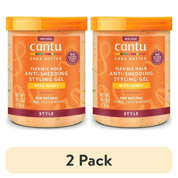 (2 pack) Cantu Flexible Hold Anti-Shedding Styling Gel with Honey 18.5 fl oz