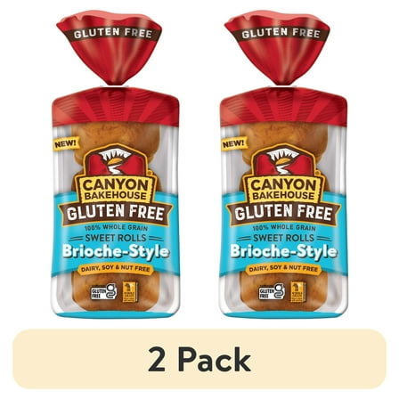 (2 pack) Canyon Bakehouse Brioche-Style Sweet Rolls, Gluten Free Brioche Dinner Rolls, Fresh, 6 Count