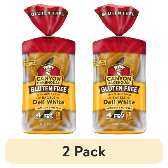 (2 pack) Canyon Bakehouse Deli White Bagels, Gluten Free Bagels, Fresh, 4 Count