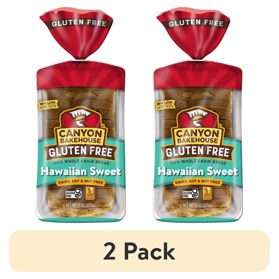 (2 pack) Canyon Bakehouse Hawaiian Sweet Gluten Free Bread, Fresh 15oz Loaf