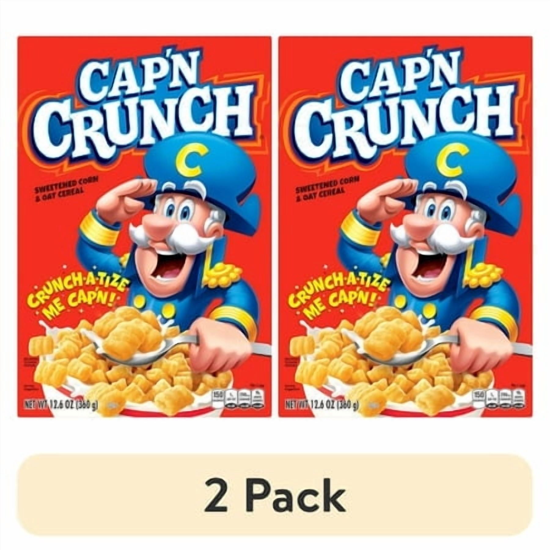 (2 pack) Cap'n Crunch Sweetened Corn & Oat Crunchy Cereal, 12.6 oz. Single box