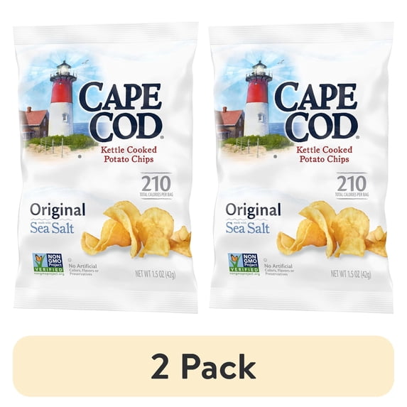 (2 pack) Cape Cod Potato Chips, Original Kettle Cooked, Single-Serve 1.5 Ounce (24-Pack)