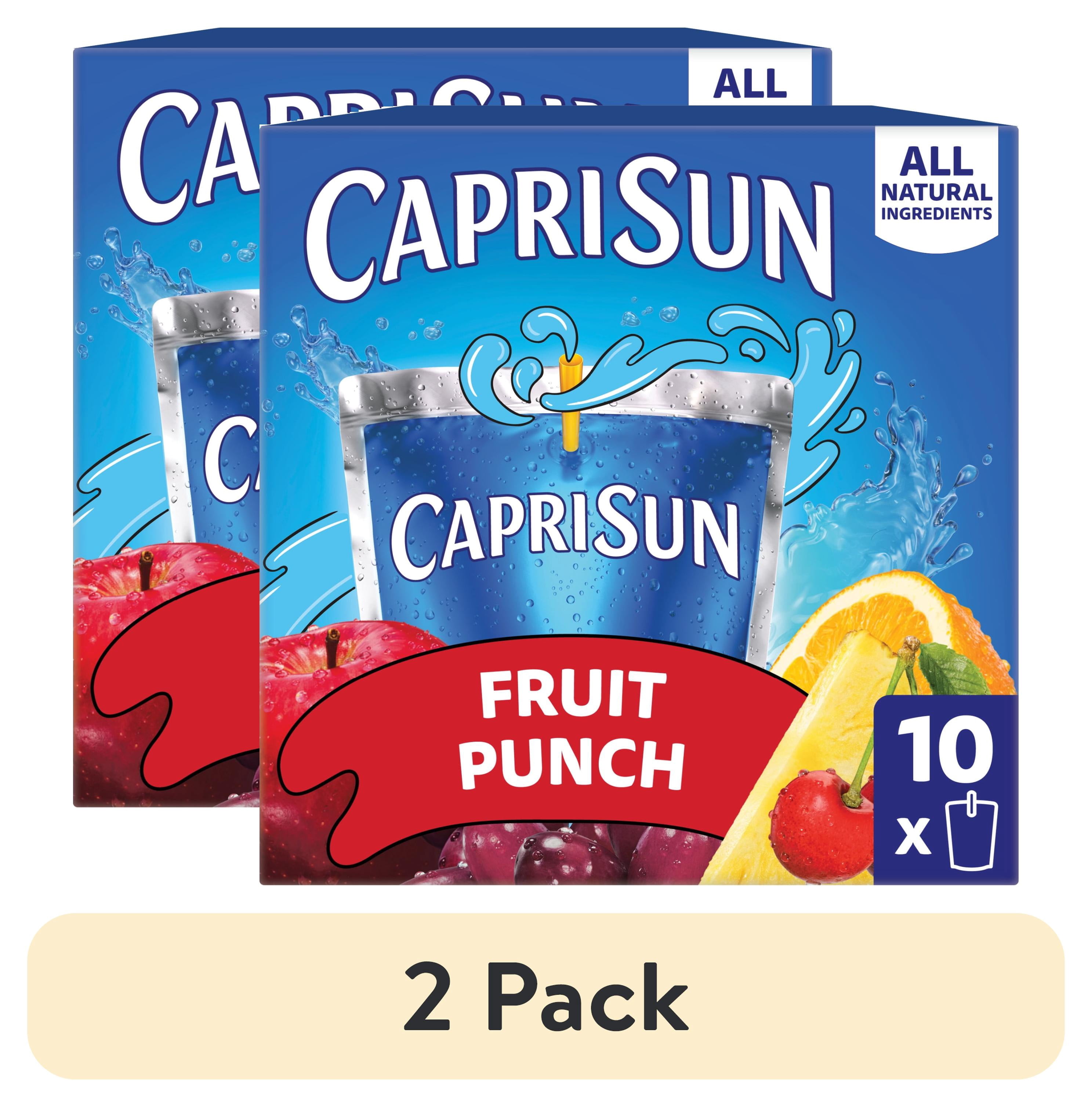 (2 pack) Capri Sun Flavored with Other Natural Flavor Juice Drink Blend, 10 Pouches, for School Lunches and On-the-Go Hydration, Fruit Punch, All Natural Ingredients, 6 fl oz